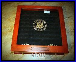 Coin Collection Wood Glass Display Case Locking Statehood Innovation Dollars