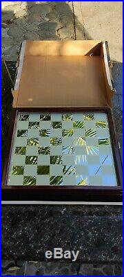 Collectable new in box IN-N-OUT Burger glass Chess set with wooded case