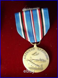 Collection of 7 Vintage US Navy Medals and Ribbons in Glass and Wood Case EL2