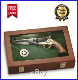 Collectors Handgun Gun Display Case Storage Solid Hardwood Hang Rack Glass Wood