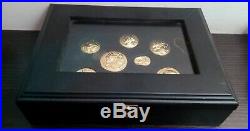 Complete Set Of 8 Silver Coins In Excellent Condition With Glass/Wood Case