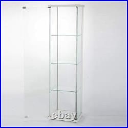Curio Cabinet Glass Storage Collectibles Display 4 Shelf Case Wood Furniture US