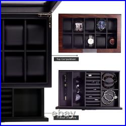 DECOREBAY Luxury Wooden Watch Valet Sunglasses Jewelry Box Storage Sweetheart