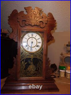 Decent Waterbury Kitchen Mantel Clock Nice Glass/Case-Runs & Strike Fine