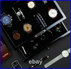 Decorebay Piano Finish Carbon Fiber Pattern 8-Slot Watch Jewelry Storage Case