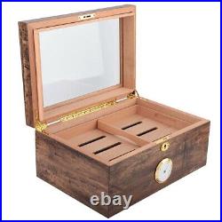 Desktop Cigar Humidor Case Large Glass Cigar Humidor Humidifier Box Cedar Wood