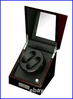 Diplomat Double 2 Watch Winder Ebony Box Case Black Leather Interior 31-423