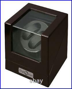 Diplomat Double 2 Watch Winder Ebony Box Case Black Leather Interior 31-423