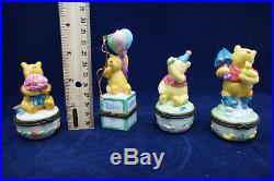 Disney Classic Pooh Lot 12 Winnie Figures & Display Case Wood with Glass 18x10.5