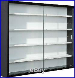 Display Cabinet Modern Storage Shelves Wall Glass Case Box Collectibles Case NEW