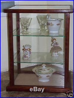 Display Case/Curio/Doll - Wood & Glass-Asian Merrbau with Sliding Glass Doors