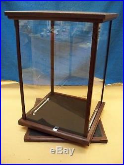 Display Case/Curio/Doll Wood & Glass -Peruvian Walnut Lighted with Swivel Base