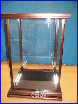 Display Case/Curio/Doll Wood & Glass -Peruvian Walnut Lighted with Swivel Base