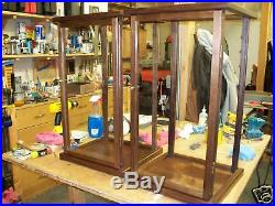 Display Case Curio/Doll Wood&Glass Walnut Matching Set with Wood Framed Door