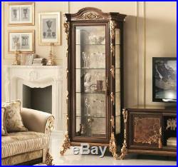 Display Case Glass Cabinet Wall Shelf Art Nouveau Wood Furniture Italy