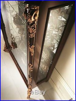 Display Case Glass Cabinet Wall Shelf Art Nouveau Wood Furniture Italy