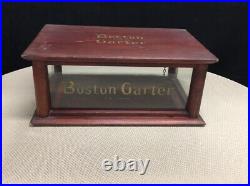 Early Boston Garter Department Store Point of Purchase Wood & Glass Display Case