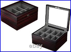 Ebony Wood Display Case for 8 Belts and Accessories Storage Organizer Box