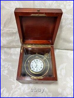 Elgin Mahogany Cased Gimballed Ship's Chronometer 21 Jewels Key for Case Lock