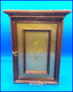 Ethan Allen jewelry box vintage wall key cabinet hanging glass wood hooks Italy