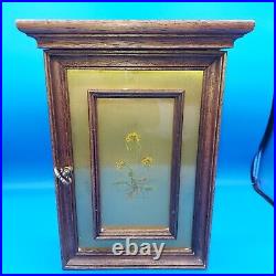 Ethan Allen jewelry box vintage wall key cabinet hanging glass wood hooks Italy