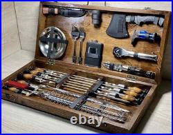Exclusive Handmade Camping set skewers Tool BBQ Grill with Wood case NEW GIFT