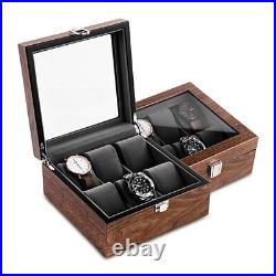 Fashion Watch Storage Case Wooden Bamboo Bracelet Display Organizer Glass Box