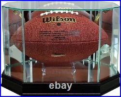 Football Display Case Black Wood Glass NFL NCAA Autograph Ball Holder USA Frame