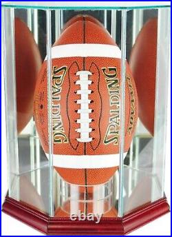 Football Display Case Upright Cherry Wood Glass NFL NCAA Autograph Ball Holder