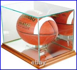 Football Display Case Walnut Wood Glass NFL NCAA Autograph Ball Holder USA Frame