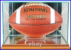 Football Display Case Walnut Wood Glass NFL NCAA Autograph Ball Holder USA Frame