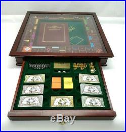Franklin Mint Monopoly Collectors Edition Wooden Case Rare Glass Top 24ct Gold