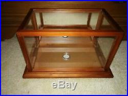 Full Size Real Glass Football Display Case With Cherry Wood & Mirror Back