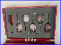 GRANDS VINS DE BORDEAUX Wood Wine & Glasses Box 19x13x7 WithWine Glasses