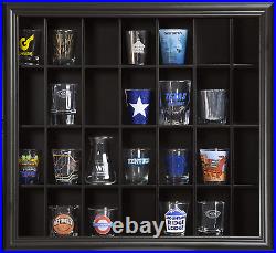 Gallery Solutions 18X16 Shot Glass Hinged Front Display Case, 18 X 16, Black