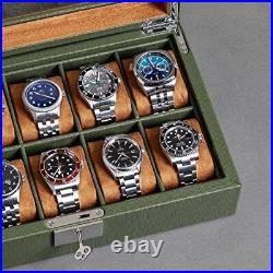Gift Set 10 Slot Leather Watch Box & Matching 5 Watch Travel Case Luxury