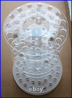 Glass Dome Display Case Acrylic 3 Shelves Wood Base Ball Marble Thimbles Decor