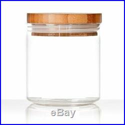 Glass Food Storage Jars Airtight Wood Lids Case of 24