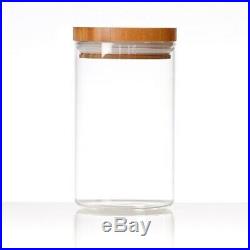 Glass Food Storage Jars Airtight Wood Lids Case of 24