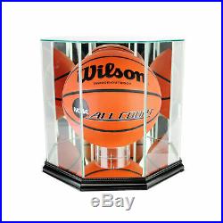 Glass Octagon Full Size Basketball Display Case With Black Wood