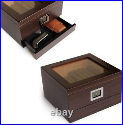Glass Top Cedar Humidor Elegance Case Front Digital Hygrometer (Holds 25-50)