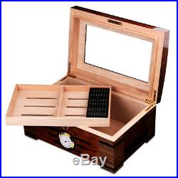 Glass Top Desktop Cigar Humidor storage case cedar wood cigar box CH-1012