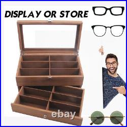 Glasses Display Case Grids Storage Box Jewelry Collection Organiser Holder