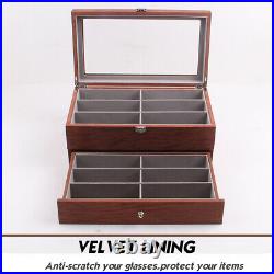 Glasses Display Case Grids Storage Box Jewelry Collection Organiser Holder
