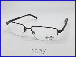 Glasses Frame Flair 409 833 half Rim Braun Wood Look Titanium Size L + Case
