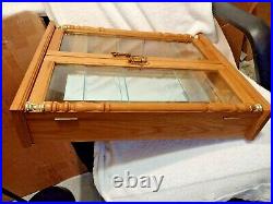 HARD WOOD MIRROR/GLASS DISPLAY CASE With 3 SHELVES