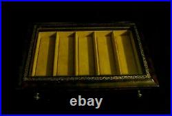 HORCHOW Brown Leather Glass Collectors Display Tray Watch Jewelry Box Case