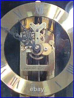 Hamilton Watkin Mantle Clock Made In Germany Wood & Glass Case Works