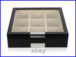 Hand Made Wooden Glass Tie Box Storage Case Display Organiser Large Key 49b