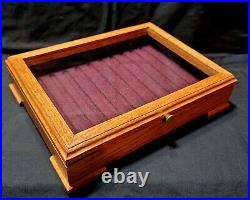 Handmade Oak Pen Case with Glass holds 10 pens or 5 sets